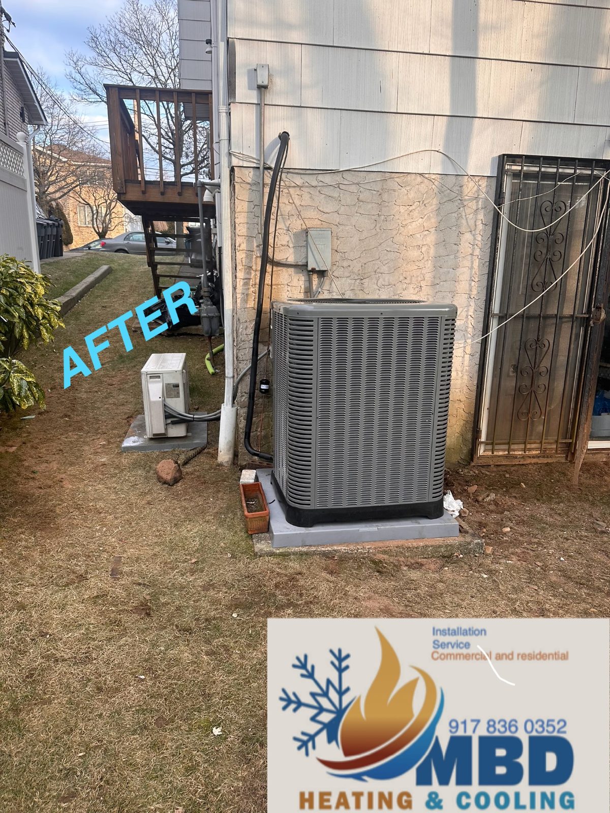 New outdoor condenser after replacement