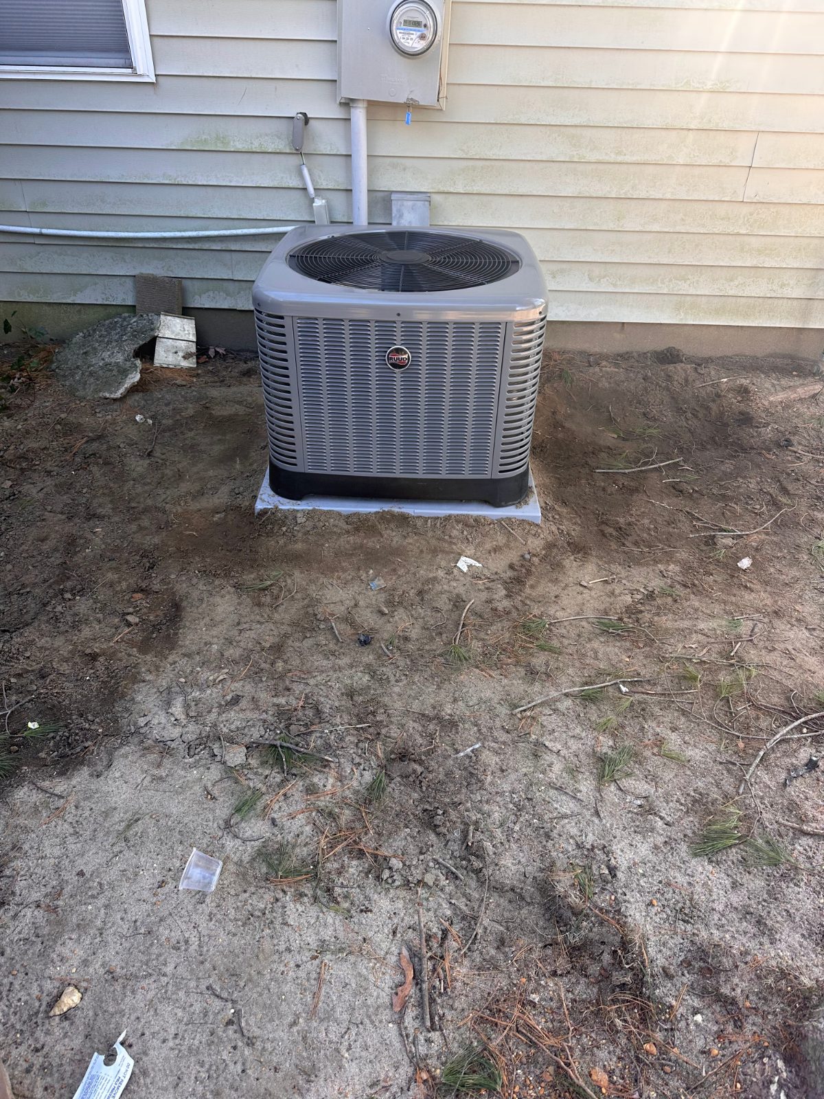 New outdoor condenser on a pad