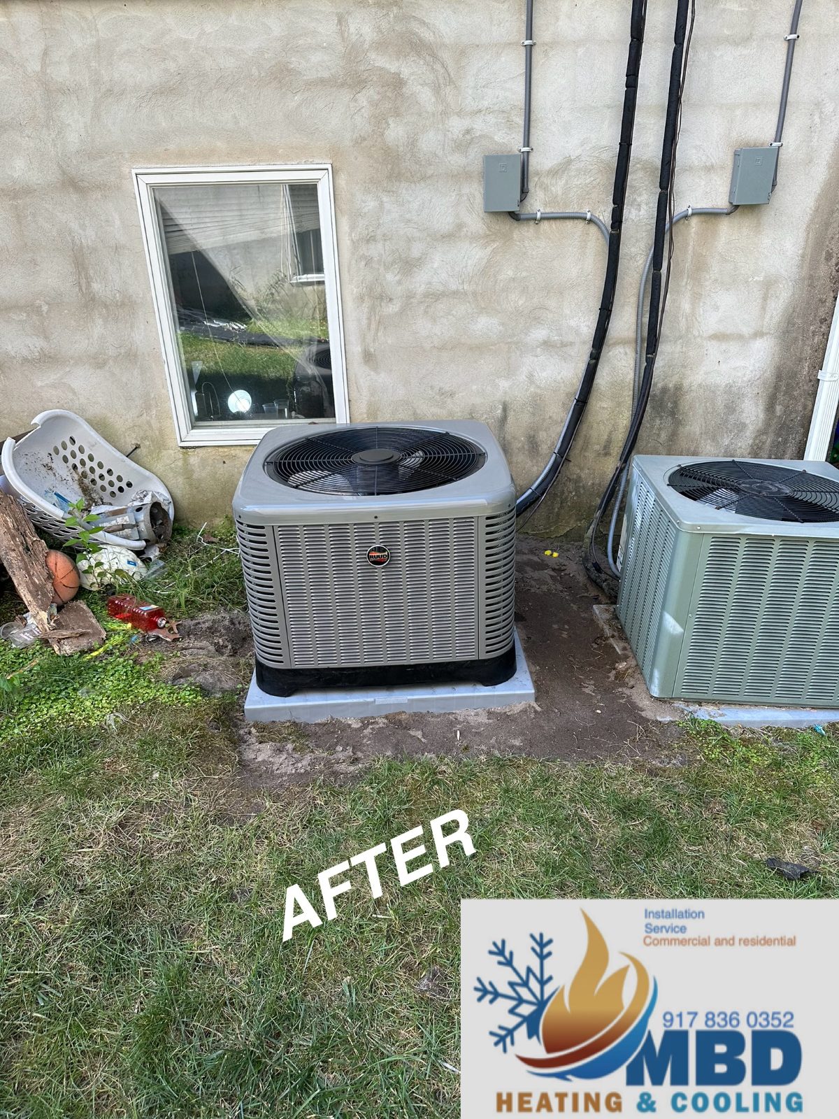 New outdoor condenser after replacement