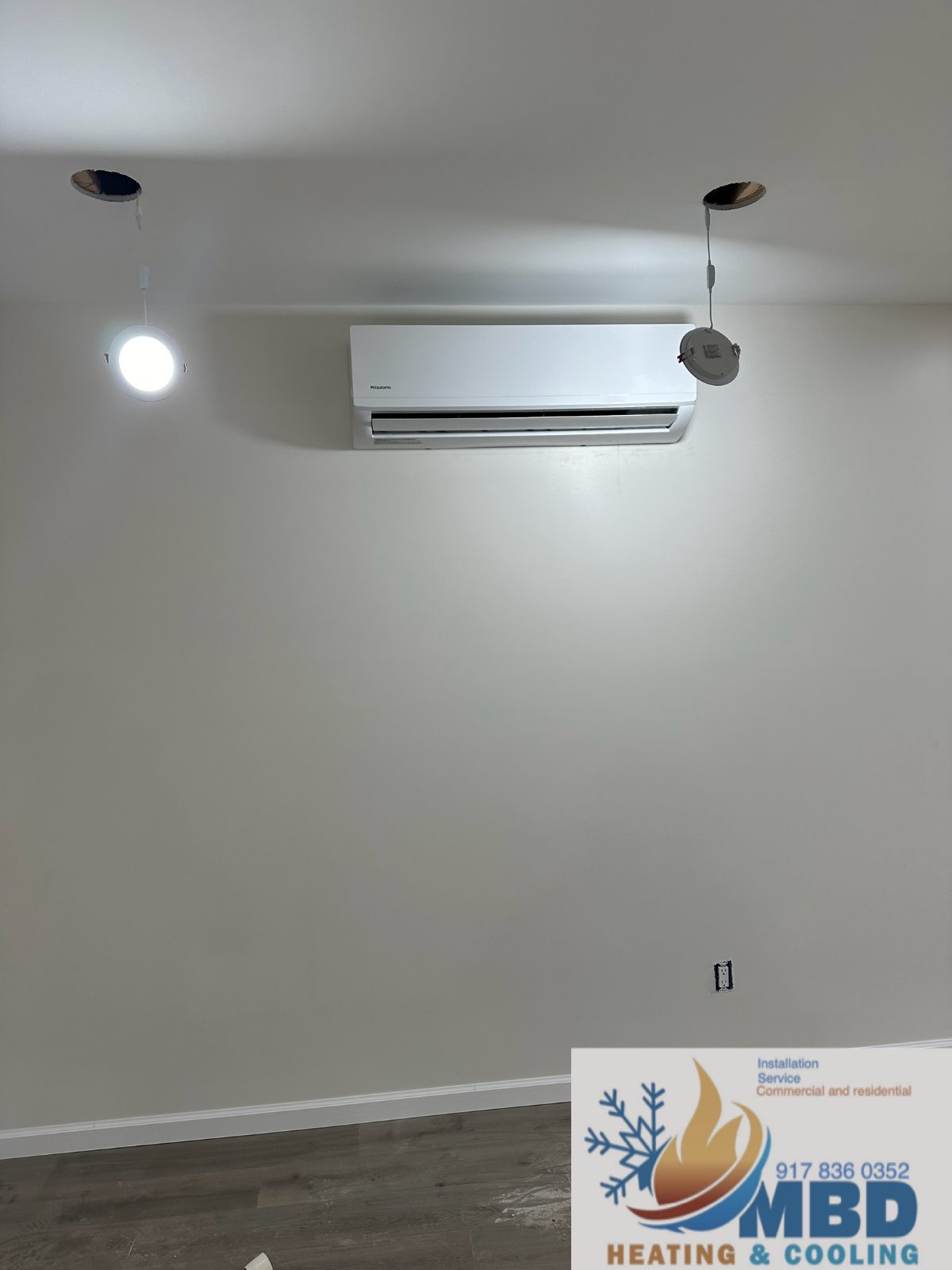 Ductless mini split indoor unit in a finished room