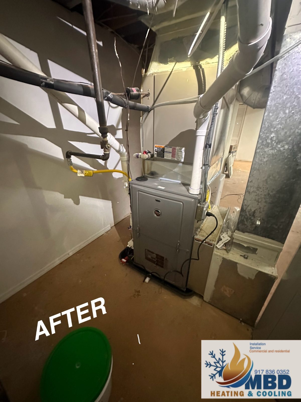 New gas furnace installed in a New Jersey basement
